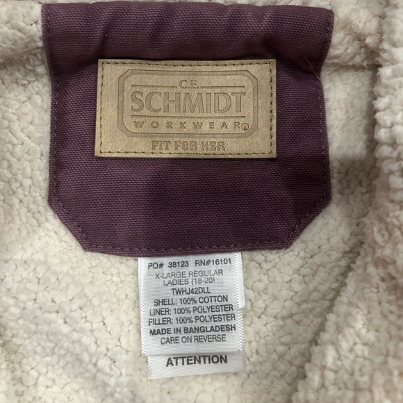 CE Schmidt Workwear Barn Coat Women’s XL Purple Fleece-Lined Hood Canvas - Picture 4 of 8